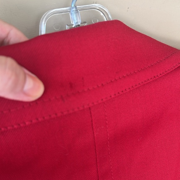 Zara Woman Sz 6 Wool Red Belted  Short Trench Coat Careerwear Contemporary - Picture 12 of 13